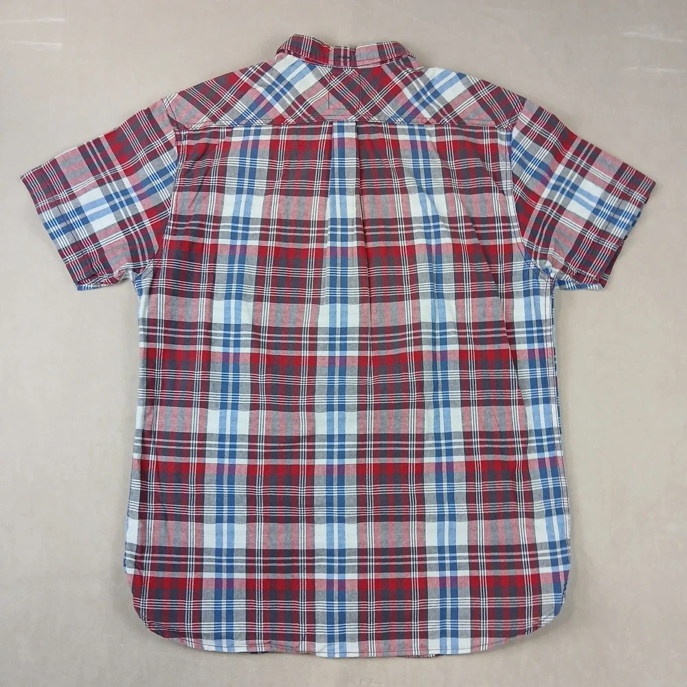Levis XL Mens Shirt Chambray Short Sleeve 22x28 Plaid Casual‎ Fits A Medium